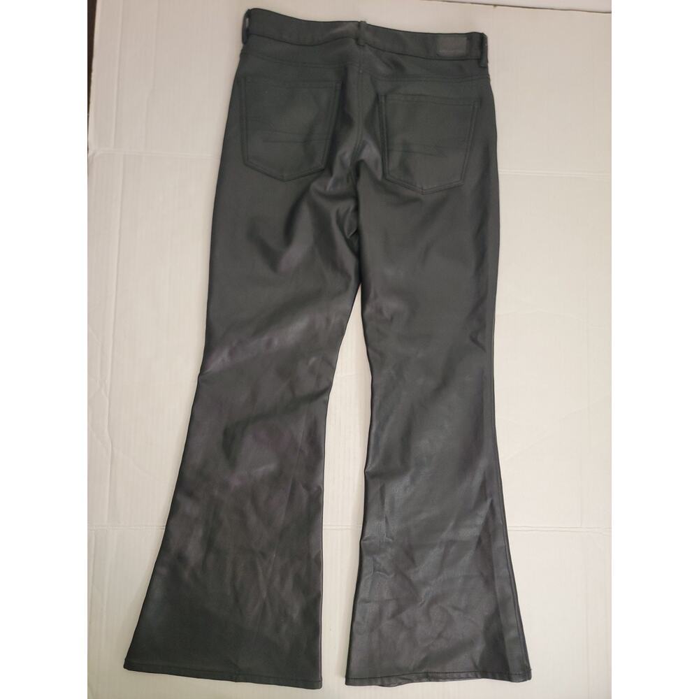 American Eagle Pants Womens SZ 12 Super High Rise Flare Faux Leather Wide Leg - Picture 4 of 10